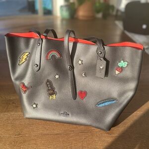 Coach Leather Market Tote with Patches